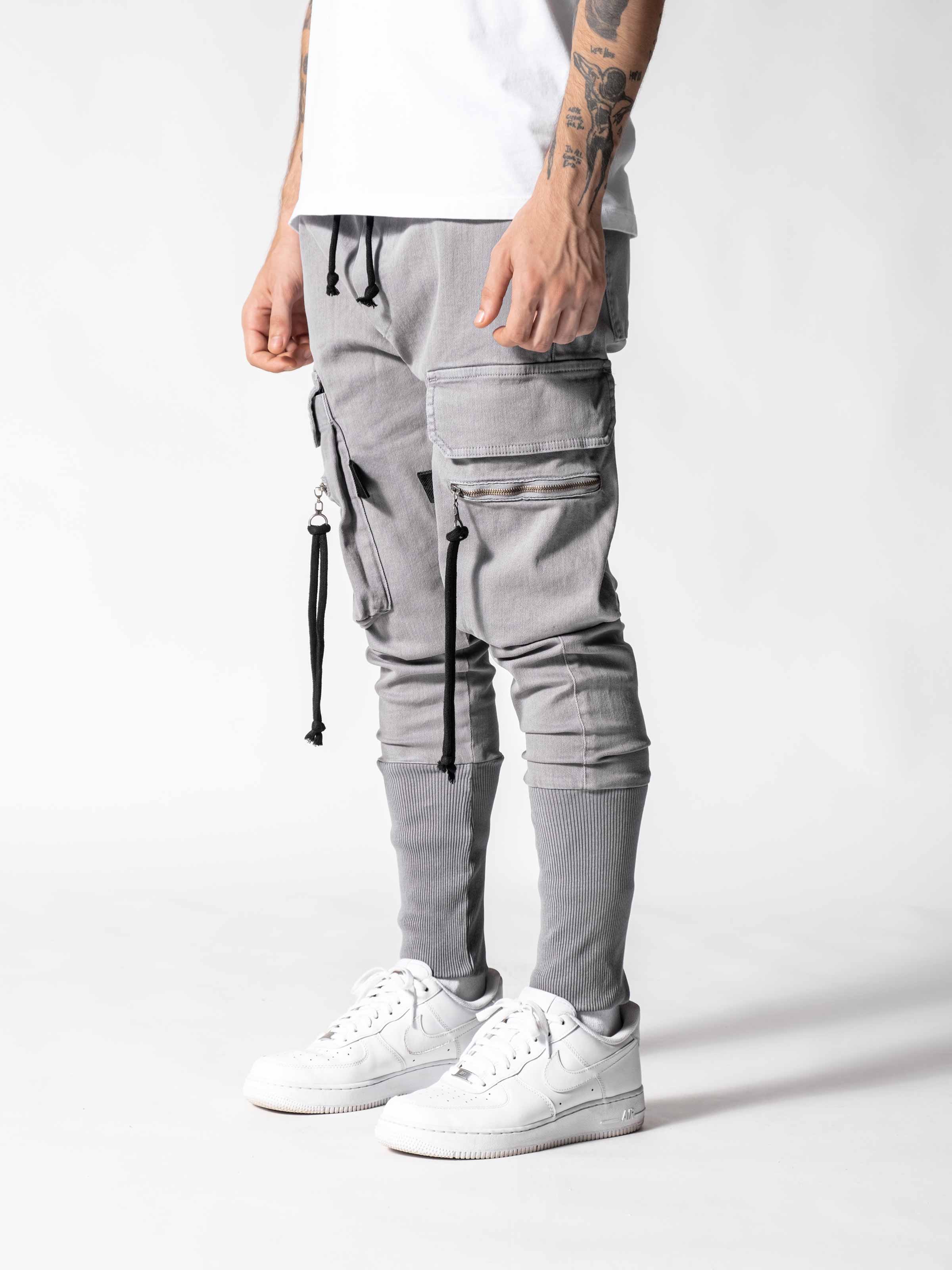 Men Casual Solid Color Pockets Waist Drawstring Ankle Tied Skinny Cargo  Pants - AliExpress